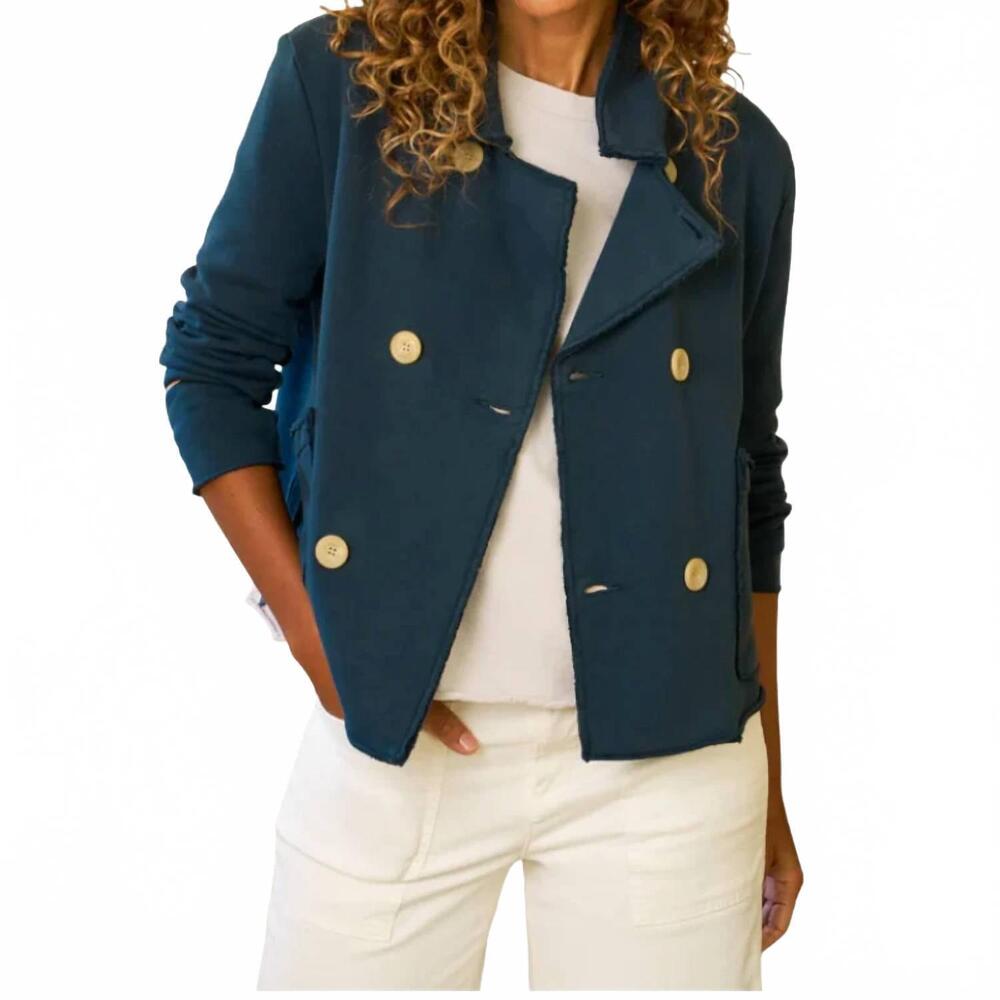 NEW FRANK & EILEEN mini belfast crop peacoat in vintage navy